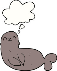 cartoon seal and thought bubble