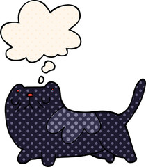 cartoon cat and thought bubble in comic book style