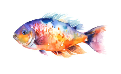 Watercolor illustration of a colorful fish