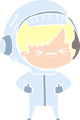 angry flat color style cartoon space girl