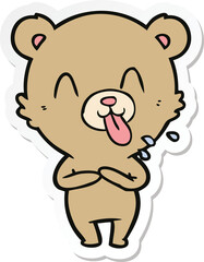 Obraz na płótnie Canvas sticker of a rude cartoon bear
