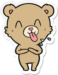 sticker of a rude cartoon bear