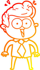 warm gradient line drawing cartoon staring man