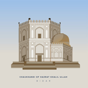 Tomb - Chaukhandi of Hazrat Khalil Ullah - Bidar - Stock Illustration