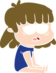 flat color style cartoon tired woman
