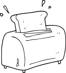 black and white cartoon toaster