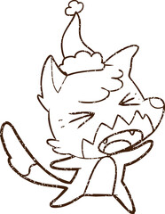 Christmas Wolf Charcoal Drawing