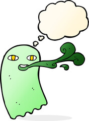 funny cartoon ghost with thought bubble