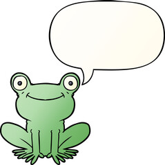 cartoon frog and speech bubble in smooth gradient style