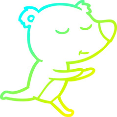 cold gradient line drawing happy cartoon bear running