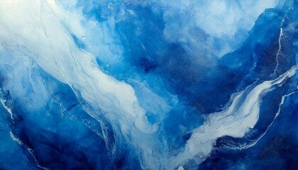 Bright blue painting background. Abstract art with liquid fluid grunge texture. Acrylic paint.