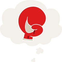 boxing glove cartoon  and thought bubble in retro style