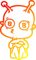 warm gradient line drawing cartoon weird bald spaceman