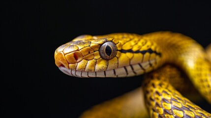 Close Up of Snake on Black Background