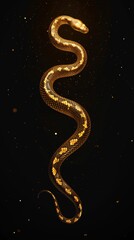 Obraz premium Golden Snake on Black Background