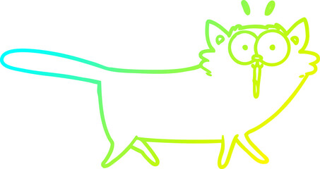 cold gradient line drawing cartoon cat