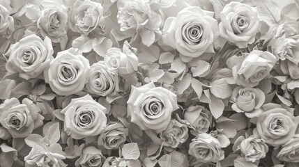 Black and White Photo of a Bunch of Roses
