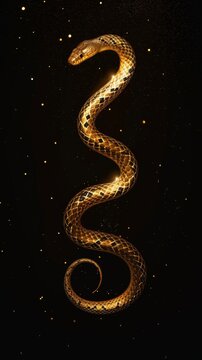 Golden Snake on Black Background