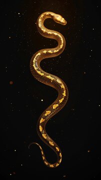 Golden Snake on Black Background