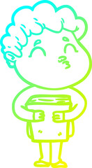 cold gradient line drawing cartoon man pouting