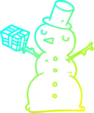 recommend clip art: cold gradient line drawing cartoon snowman
