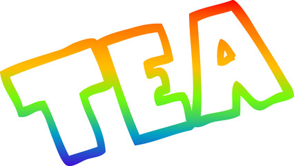rainbow gradient line drawing cartoon word tea