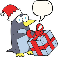 speech bubble cartoon christmas penguin