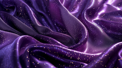 Obraz premium Majestic Purple Silk with Glistening Star Patterns - Enchanting 3D Composition