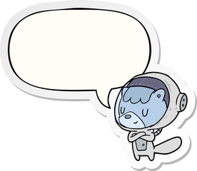 cartoon cat astronaut animals and speech bubble sticker