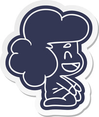 cartoon sticker of a kawaii alien girl