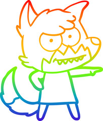 rainbow gradient line drawing cartoon grinning fox