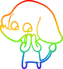 rainbow gradient line drawing cute cartoon elephant
