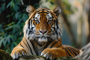 Portrait of a tiger in its natural habitat.