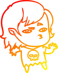 warm gradient line drawing cartoon vampire girl