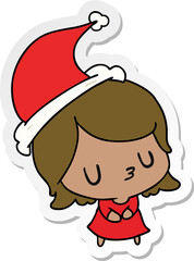 christmas sticker cartoon of kawaii girl