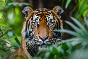 Fototapeta premium Portrait of a tiger in its natural habitat.