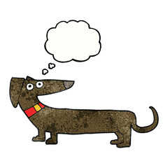 thought bubble textured cartoon sausage dog
