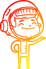 warm gradient line drawing happy cartoon astronaut