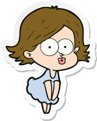 sticker of a cartoon girl pouting