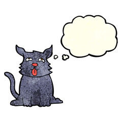 cartoon happy dog with thought bubble