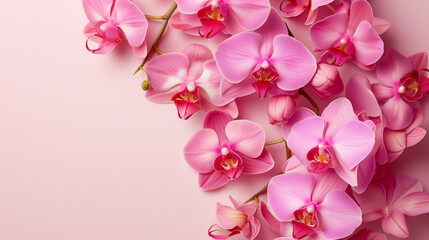 Fototapeta na wymiar Elegance in Bloom Orchids on Pastel Background
