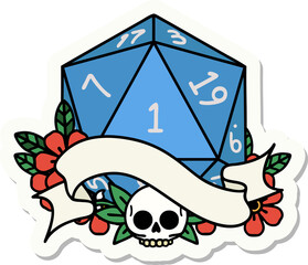 natural one d20 dice roll sticker