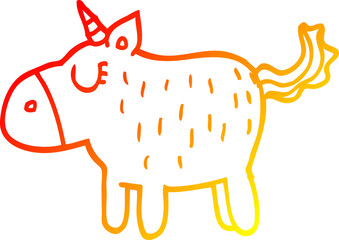 warm gradient line drawing cartoon cute unicorn