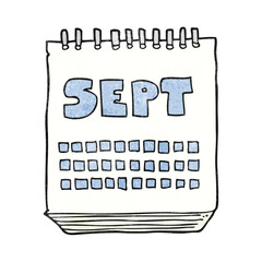 textured cartoon calendar showing month of September