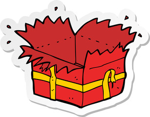 sticker of a cartoon open present