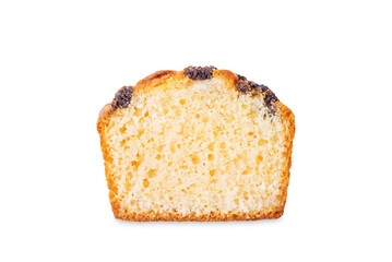 Poppy seeds sweet cake on a white isolated background