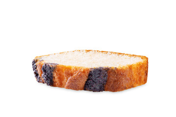 Poppy seeds sweet cake on a white isolated background