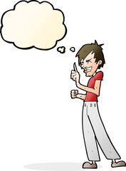 cartoon angry man arguing with thought bubble