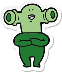 sticker of a friendly cartoon alien