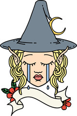 sad elf mage character face illustration